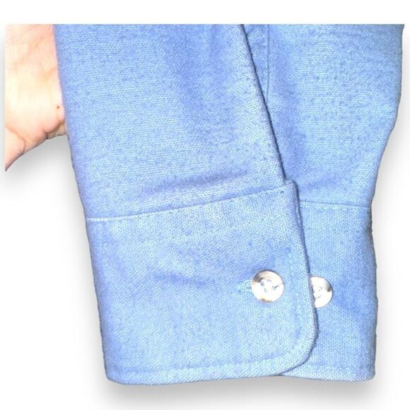 60s Dunn’s Sky Blue Made in USA Chamois Flannel Sport Shirt L - Picture 4 of 9